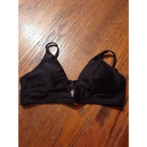 New Small Black 2pc French Cut Bikini Criss Cross Front Adjustable Strap NWOT - Picture 2 of 8